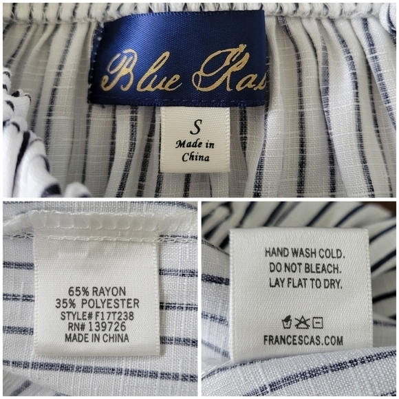 Blue Rain Off the Shoulder Flowy Striped Summer Top Women's Size S White & Blue - Picture 4 of 8